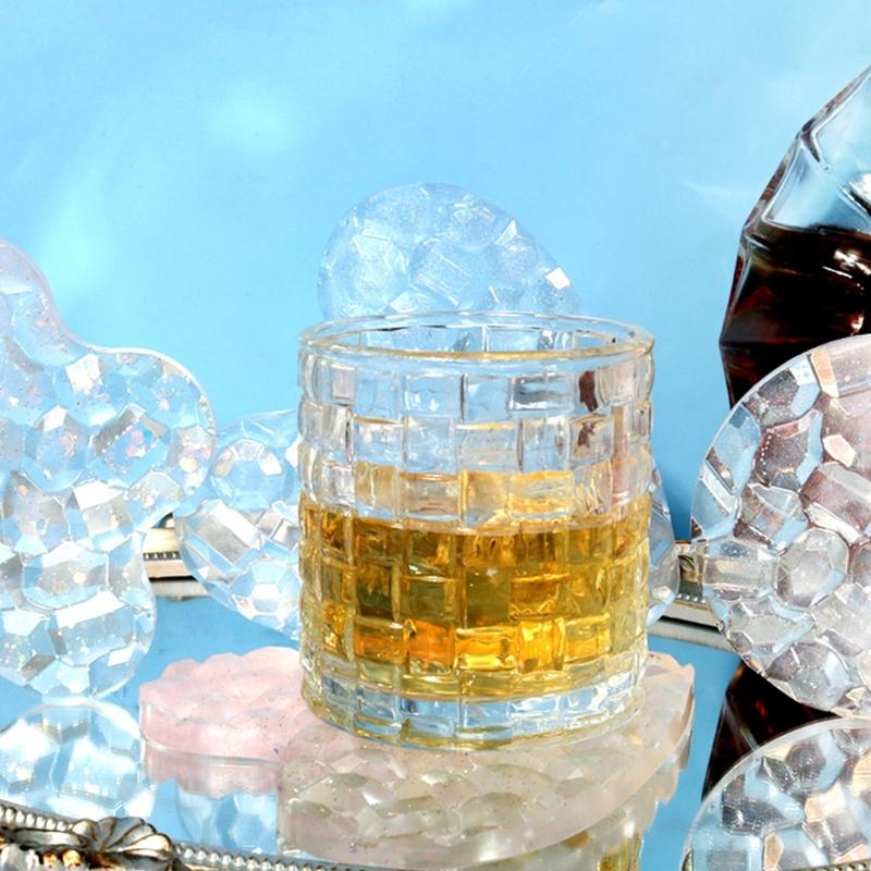 1/6 Stück Diamanten Unterseite Untersetzer Form Blume Herz Runde Form Epoxid Tassenunterlage Formen mit Diamanten Unterseite Harz Tablett Form