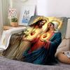 1pc Sacred Hearts Iconography Blanket, Lightweight Flannel Throw For Sofa, Bed, Travel, Camping, Livingroom, Office, Couch, Chair, And Bed,