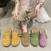 Summer flat-bottomed casual bag head hole shoes breathable half slippers women's shoes simple and versatile and comfortable one-pedal beach drag
