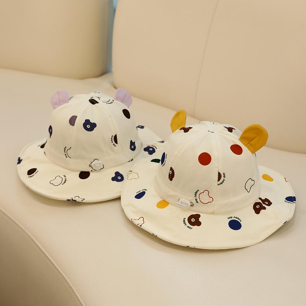 Bear Dots Baby Bucket Hats For Children Summer New Sunhat Kids Fishing Hat Sunshade Visor Boys Girls Outdoor Cartoon Beach Cap