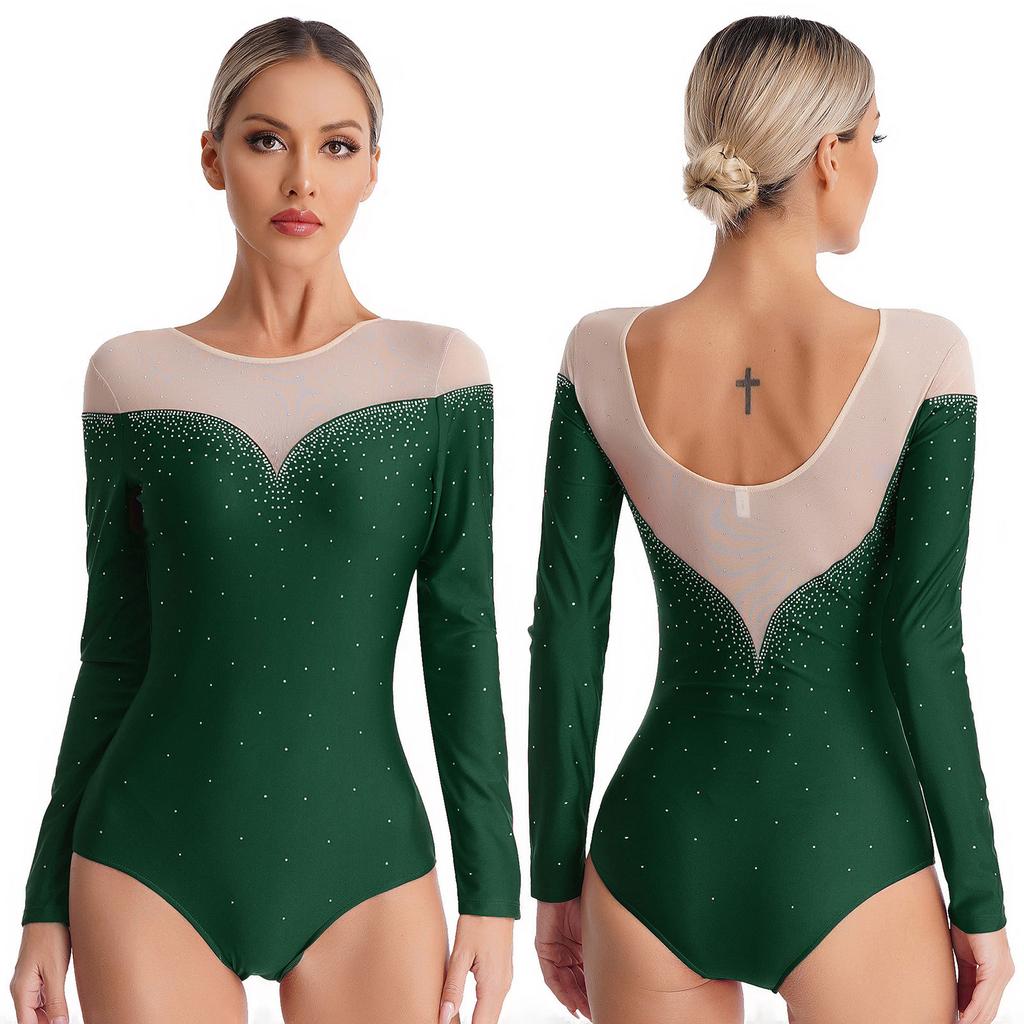 Women Jazz Dance Costume Rhythmic Gymnastics Stage Wear Athletic Activewear Leotard Athletic Figure Skating Bodysuit Dancewear