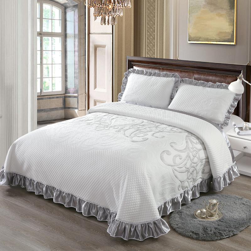 Luxury Soft Knitted Cotton Ruffles Bed Skirt, Bedspread Coverlet, Double Bed Cover Set, Blanket, Linen Pillowcases, Home Textile