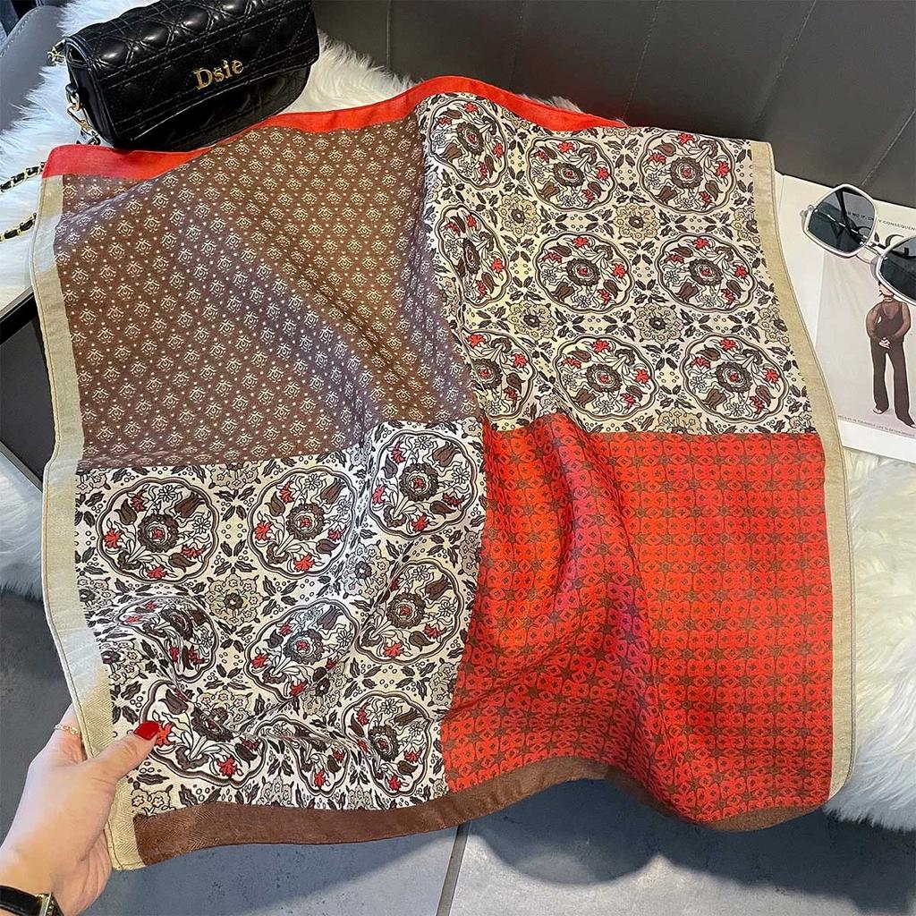 68Cm Small Square Feminine Scarf Hijab Female Headband Kerchief Vintage Neck Tie Shawl Wrap