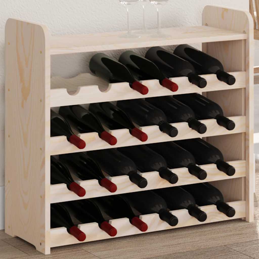 Wine Rack with Top Shelf 67.5 x 25 x 60 cm Solid Pine Wood