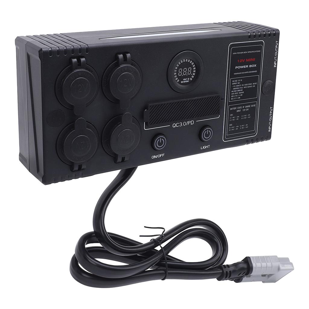 12V Mini Power Box Portable Control Hub for Anderson Plug QC 3.0 Port LED Light Power Hub Distribution Box