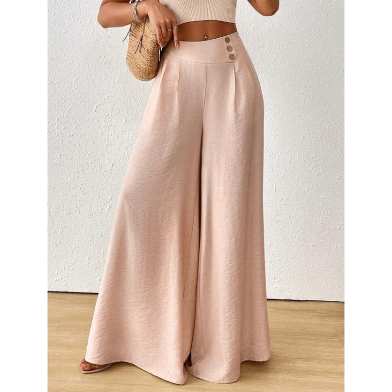 Casual Style Plus-Size High-Waisted Drapey Wide-Leg Pants for Women Summer Cotton-Linen Texture Slimming and Flattering Skirt Pants Commuting