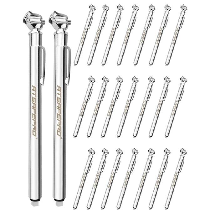 ATsafepro Pencil Tire Pressure Gauge (5-50PSI&10-75PSI), Tire Pressure Gauge With Sealed Zinc Alloy Nozzle And Silvery Aluminum Tube Body, Tire Gauge