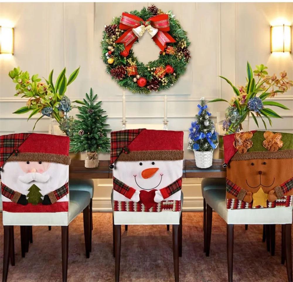 1/6 szt. Pokrowce na krzesła świąteczne Dekoracje stołu świątecznego Pokrowce na krzesła z motywem czapki świątecznej Świąteczny pokrowiec na krzesło do jadalni