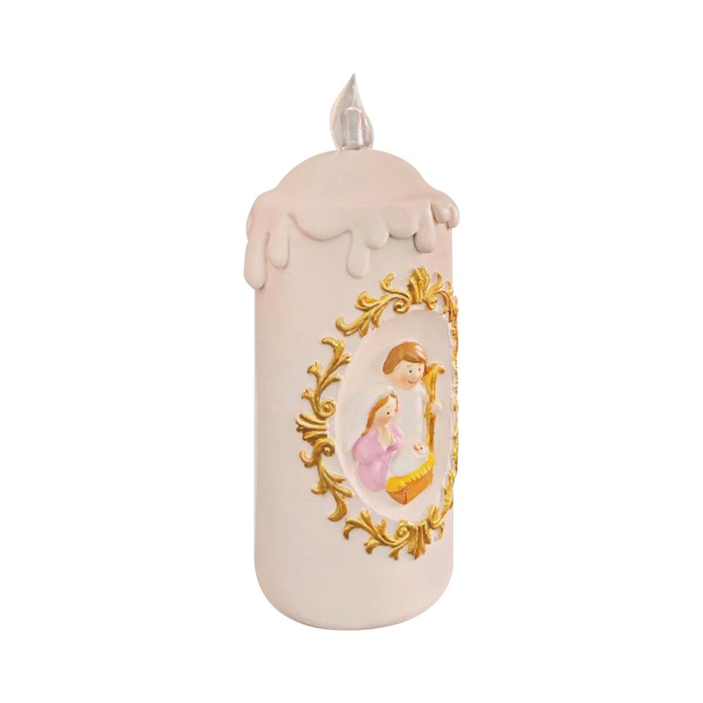 Christmas Cartoon Horse Trough Holy Infant Family Combination Holy Family Candle LED Light Desktop Decoration Ornament