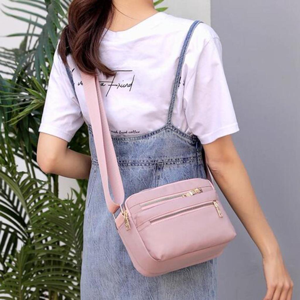 Women Waterproof Nylon Crossbody Shoulder Bags Casual Large Capacity Travel Clutch Bag Female Solid Color Multi-pocket Handbag