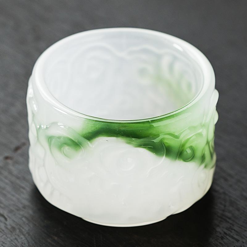 Chinese Glazed Hat Teacup Master Cup Home Office White Jade Tea Cup Jade Porcelain Kung Fu Tea Set