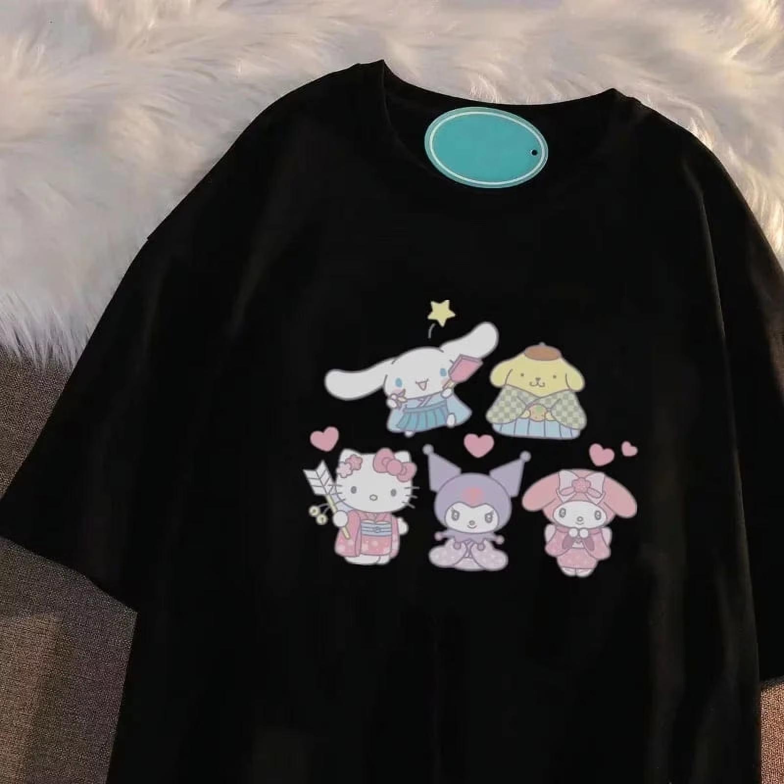 

2026 new Summer HelloKitty Cartoon Graphic Tee Casual Short Sleeve Cotton Tops for Women Girls Lovely Kawaii Streetwear Style S