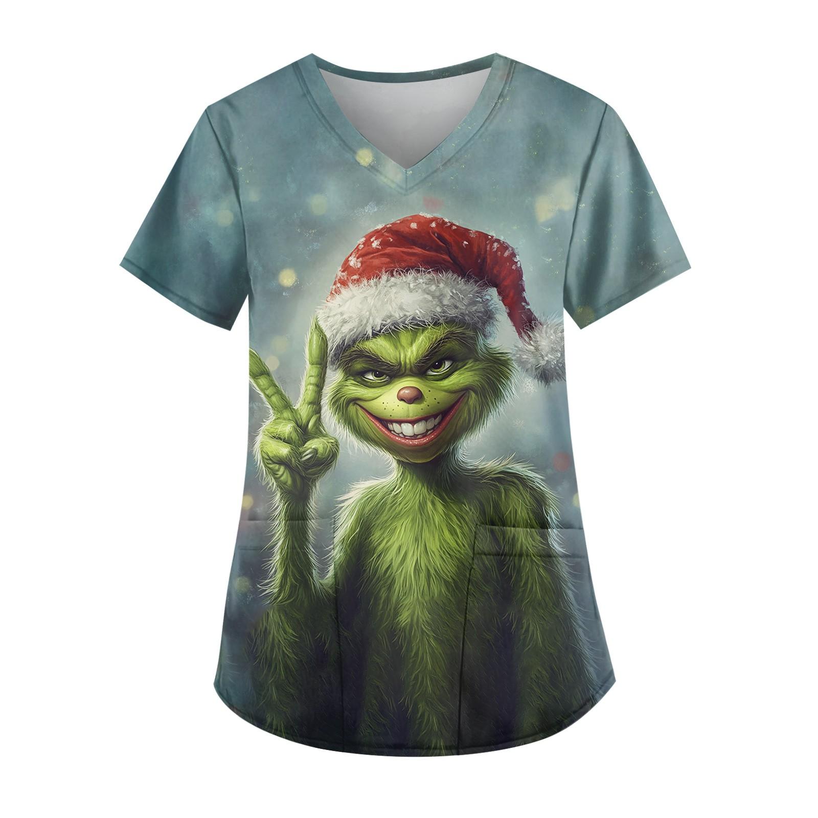 

Жіночі модні повсякденні топи з принтом і захисний робочий одяг із V-подібним вирізом XXL