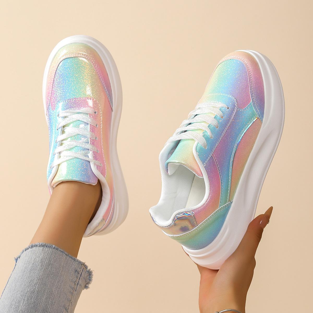 

модные женские кеды на толстой подошве с пайетками, повседневная спортивная обувь на толстой подошве, дышащая и легкая уличная обувь для пары, обувь на плоской подошве 40