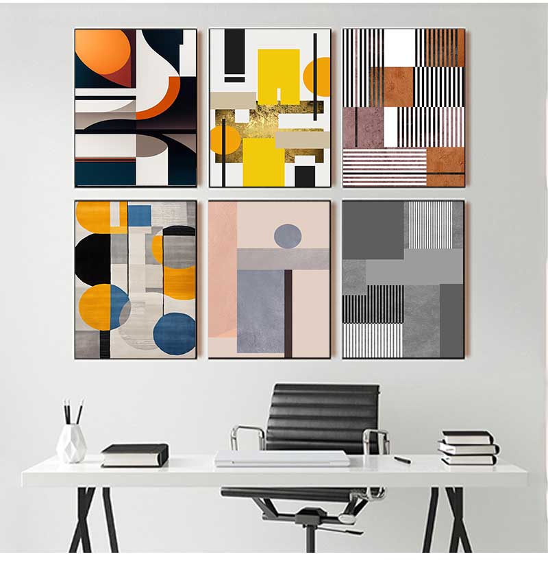 Art Pictures for Living Room Decorative Poster Modern Nordic Decoration Home Canvas Painting Geometric Yellow Abstract Wall