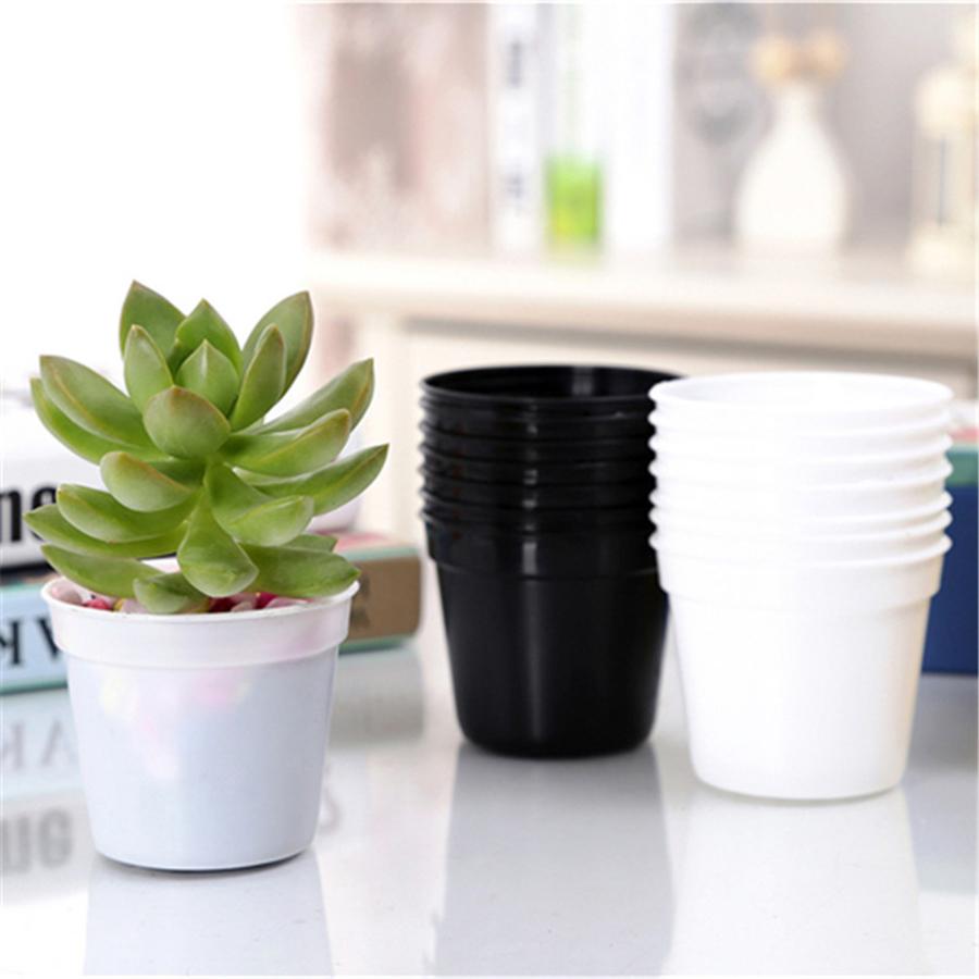 10pcs 7x7cm Mini Circular Succulent Plant Seedling Pot Indoor Tabletop Mini Flower Pot Round Plant Cultivation Plastic Pot