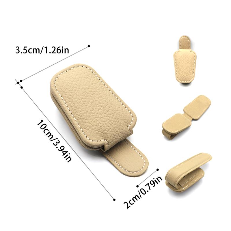 Car Sunglasses Holder Sun Visor Sunglasses Clip Cowhide Glasses Case Mount Auto Styling Ticket Card Clip Interior Accessories