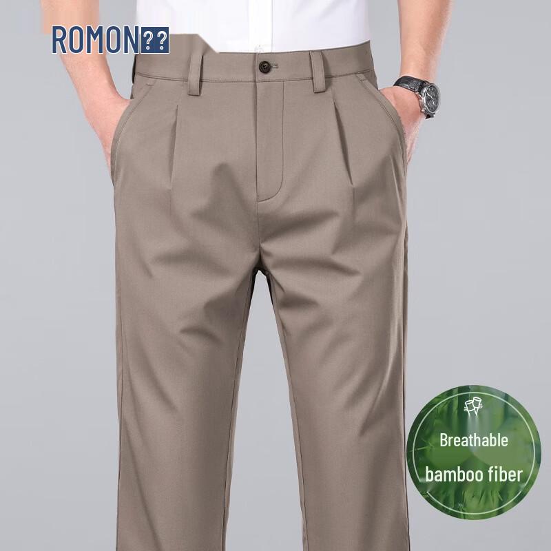 ROMON Men s Summer Breathable Straight-Leg Casual Pants 34