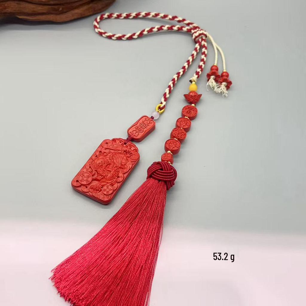 Authentischer Roter Sand Pixiu Drache & Phönix Anhänger: Sieben-Sterne-Schwert Kürbis Stil Auto- & Taschenhänge-Deko