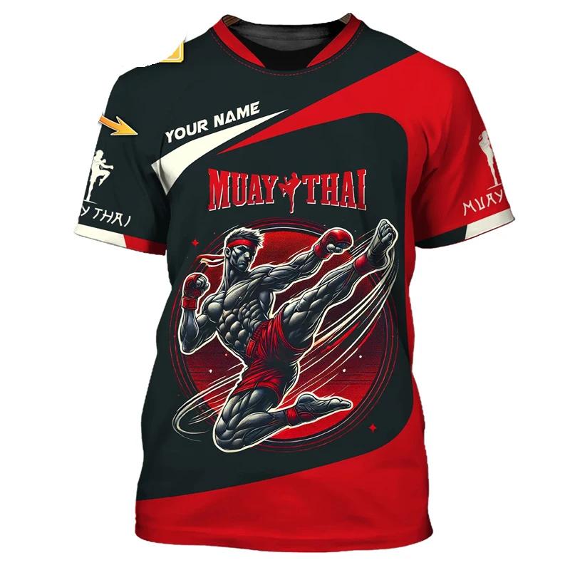 Cool New Muay Thai Graphic T-shirt For Men 3d Print Tiger Dragon Graphic Personality Custom Name T Shirt Summer Gym Fitness Tee