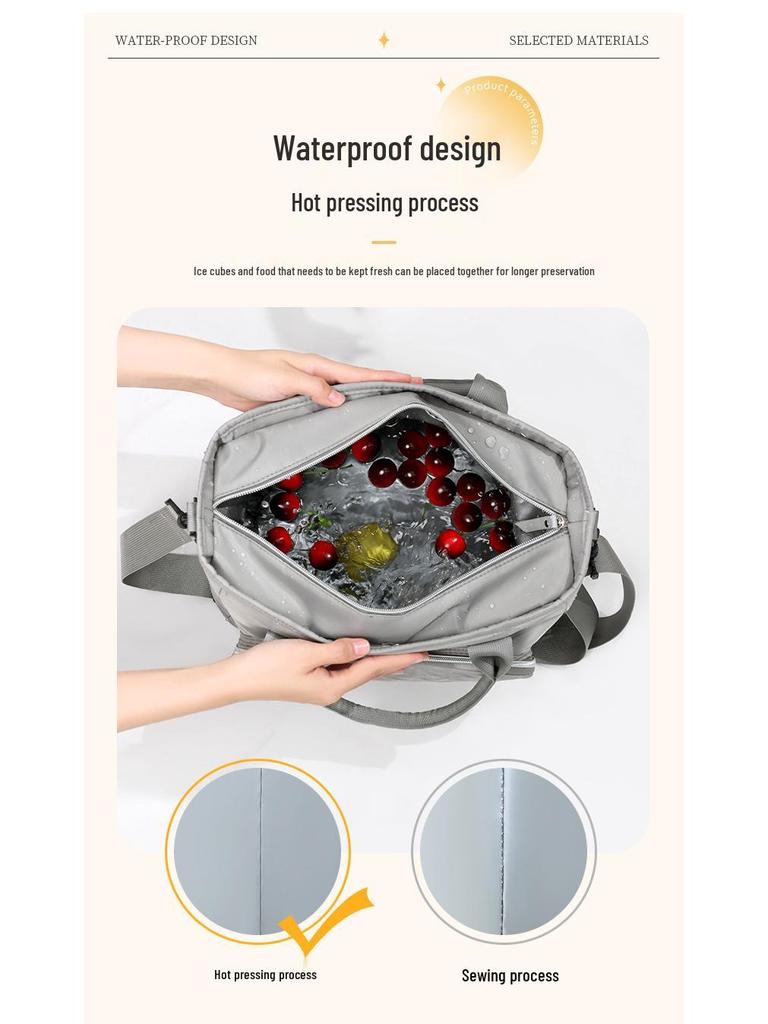 Large Capacity Insulated Lunch Bag with Crossbody Strap