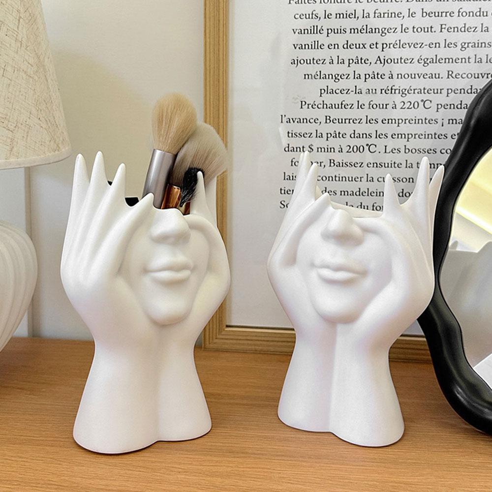 1PC Creative Human Body Art Makeup Brush Holder Modern Abstract Art Bust Flower Vase Pot For Home Vanity Desktop Decor Organizer