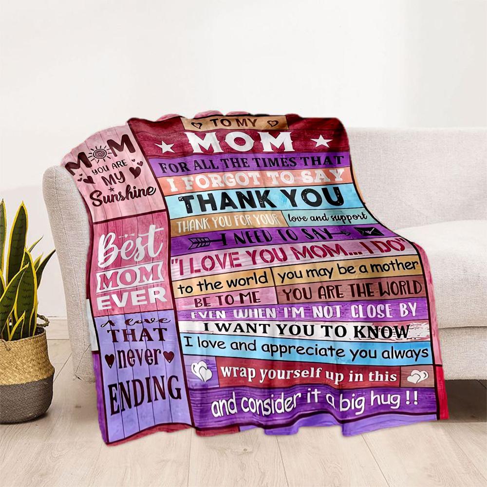 1pc Mom's Love Blanket Soft Cozy Lightweight for Travel Camping Picnics Sofa Office Bed Living Room Perfect Gift for Friends and Family