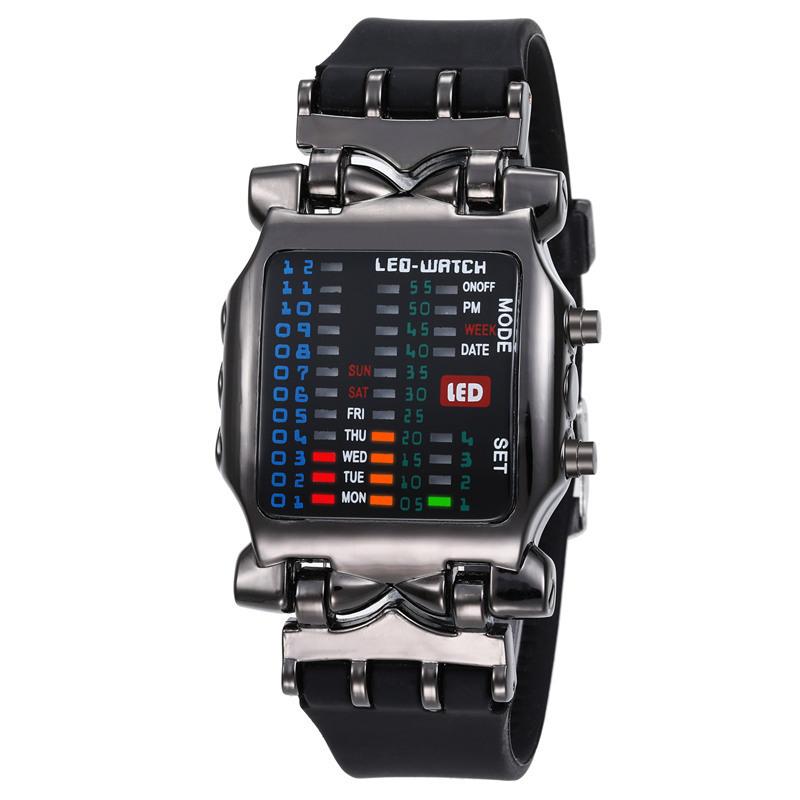 Tendencia de Moda Creativa Binaria Reloj Estudiante Personalidad Casual Reloj Electrónico LED Reloj Cangrejo