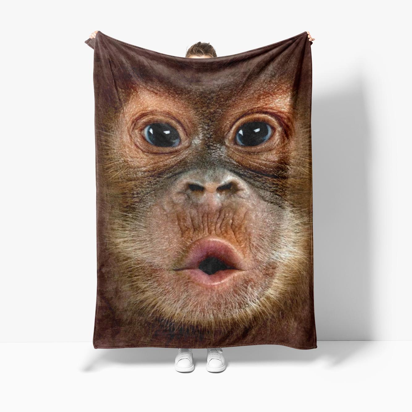 

Humorous Hip Hop-Themed Monkey Blanket - Machine Washable, Versatile for Couch, Bed, Office Naps 30x40in