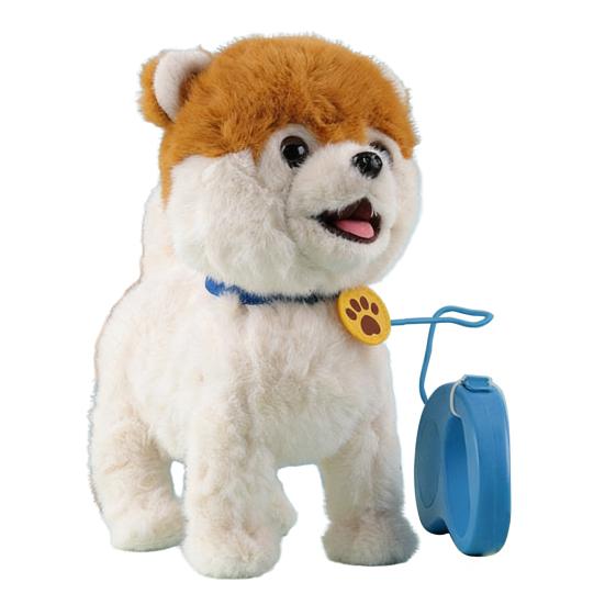 Elektryczna Pluszowa Zabawka Pies z Smyczą Liżący Język Chodzący Szczeniak Pluszak z Czujnikiem Dotykowym