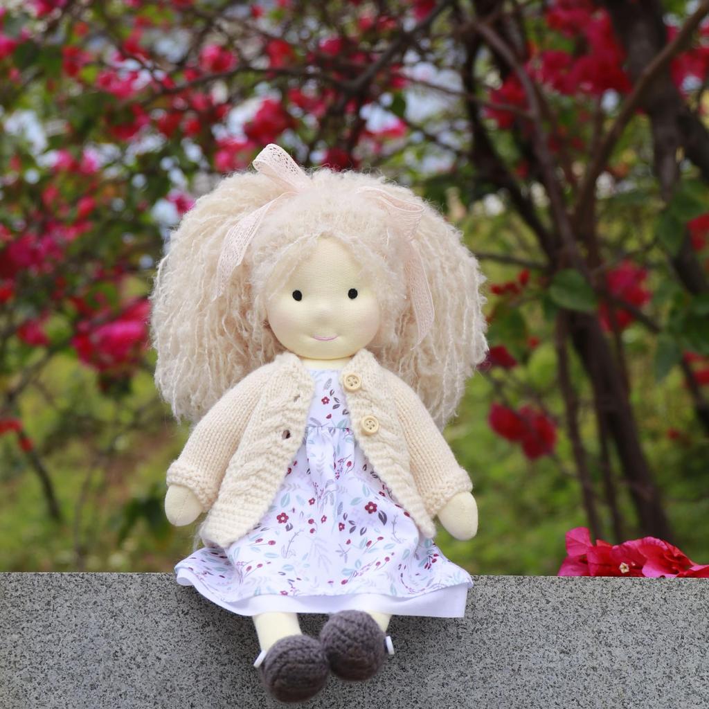 BlissfulPixie Waldorf Doll, Handmade Kiki, 30cm, Soft, Cute Plush Girl Doll, Perfect for Kids