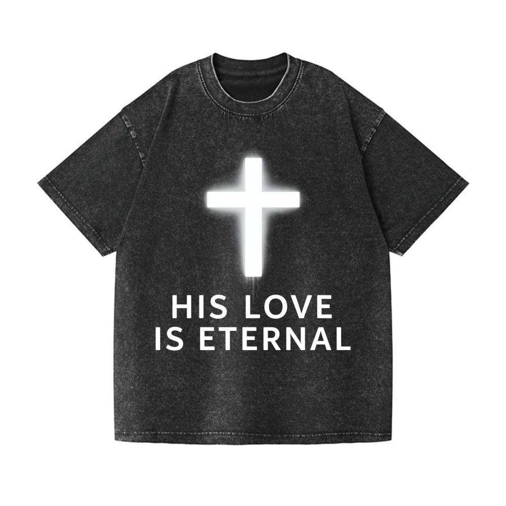 His Love Is Eternal Cross Christian Vintage Washed T-Shirt Unisex Faith Tee S разноцветный
