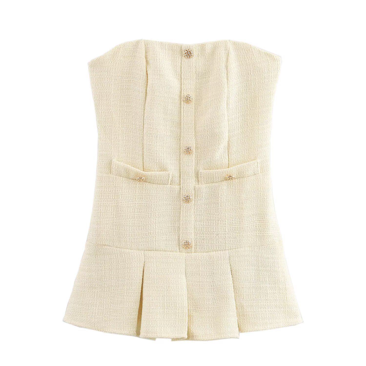 

Весна 2025 Женское Европейская и Американская Мода Платье Вязаное Облегающее Без Бретелей L