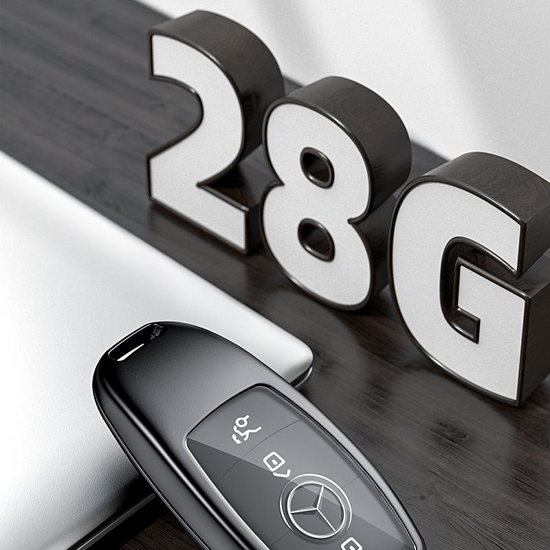 Mercedes-Benz Key Cover for E-Class, C-Class, S-Class, A-Class - Aluminum Alloy Metal with Square Buckle and English Label