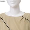 ZANZEA Women Casual Round Neck Summer Short Sleeve Sheath Dress