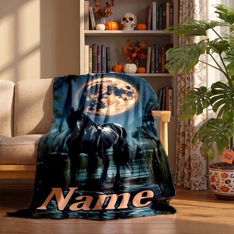 vivid horse Custom Flannel Blankets Soft Warm Cozy Throws for Home Decor Holiday Gifts