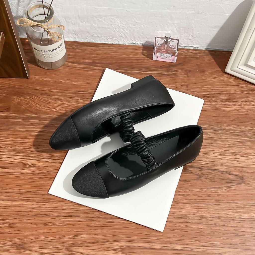 Xiaoxiangfeng Mary Jane Single Shoes Women's Versatile Soft-soled Flats Daily Casual Style Low-heeled Work Shoes Black Shoes