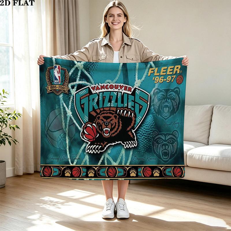Vintage Vancouver Grizzlies Print Flannel Blanket High Quality Warm Comfortable Cover for All Seasons Perfect for Gifts Home Decor