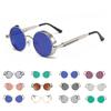 FOENIXSONG Steampunk Round Sunglasses for Men Women Black Brown Retro Wrap Frame Mirror Lens Sun Glasses