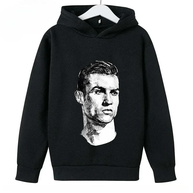 Frühling Herbst Lässiger Kinder-Hoodie Sport-Sweatshirt für Jungen und Mädchen Ronaldo Aufdruck Mode Kinder Pullover Top