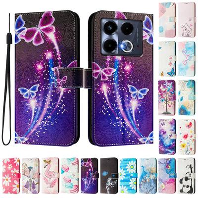 Husă de piele pictată de lux, cu model fluture Fireworks, tip portofel, tip carte, pentru Infinix Smart 4, Hot 9 Play, Hot 10 Play, Smart 6, X680, HOT 8, X650, HOT 40...