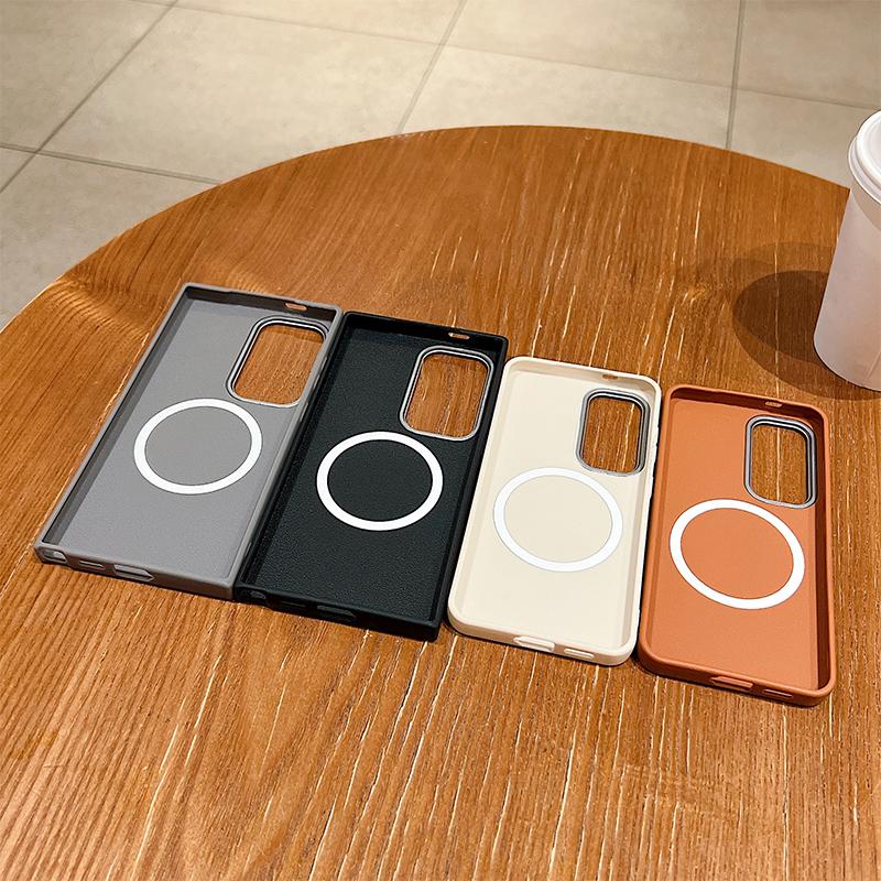 Bowknot Print TPU Soft Leather Texture Magnetic Case For Samsung S25 S24 FE S23 Ultra S22 S21 Wireless Charge Matte Shockproof Slim Phone Cover