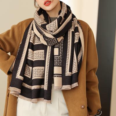 Autumn and Winter Korean Fashion Decorative Warm Scarf Medium and Long Dual-purpose Shawl with Women's Bib