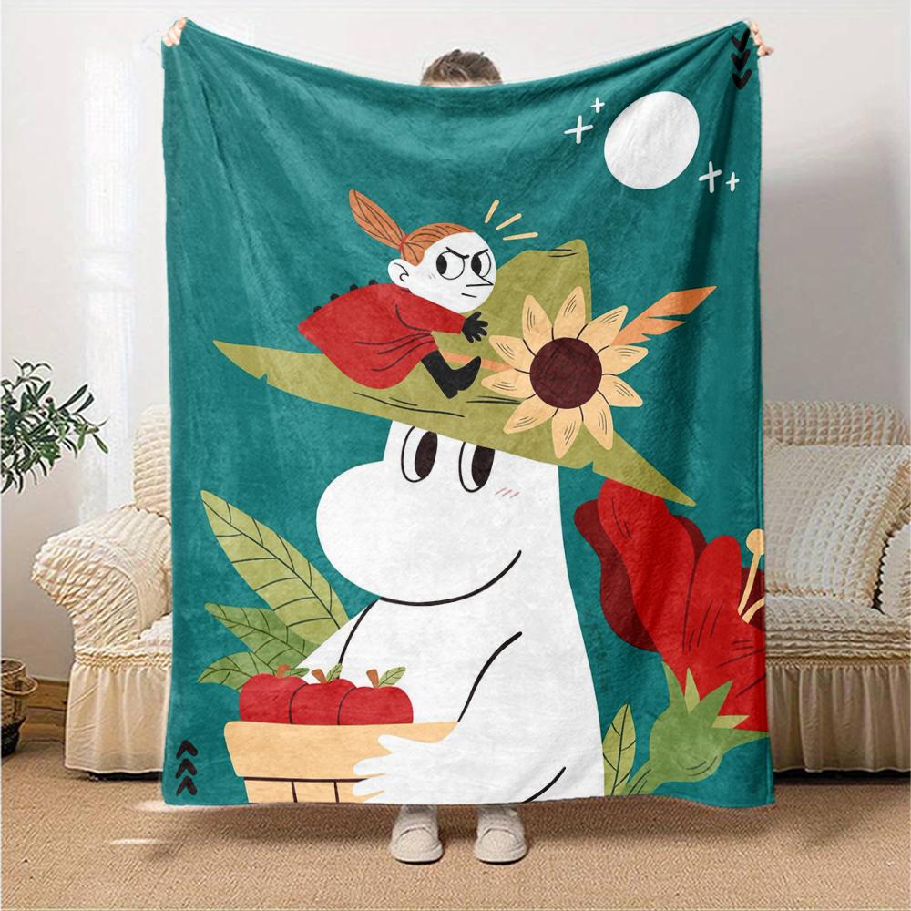 Moomin Temalı Baskılı Battaniye - Kanepe, Yatak, Seyahat ve Dış Mekan Kullanımı İçin Mükemmel | Makinede Yıkanabilir, Rahat ve Dayanıklı.