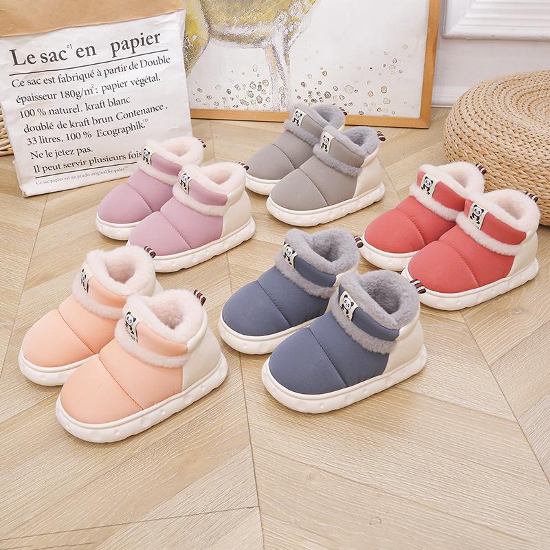 Winter children's cotton slippers bag heel indoor home shoes platform new boys fluffy shoes velvet girls baby shoes