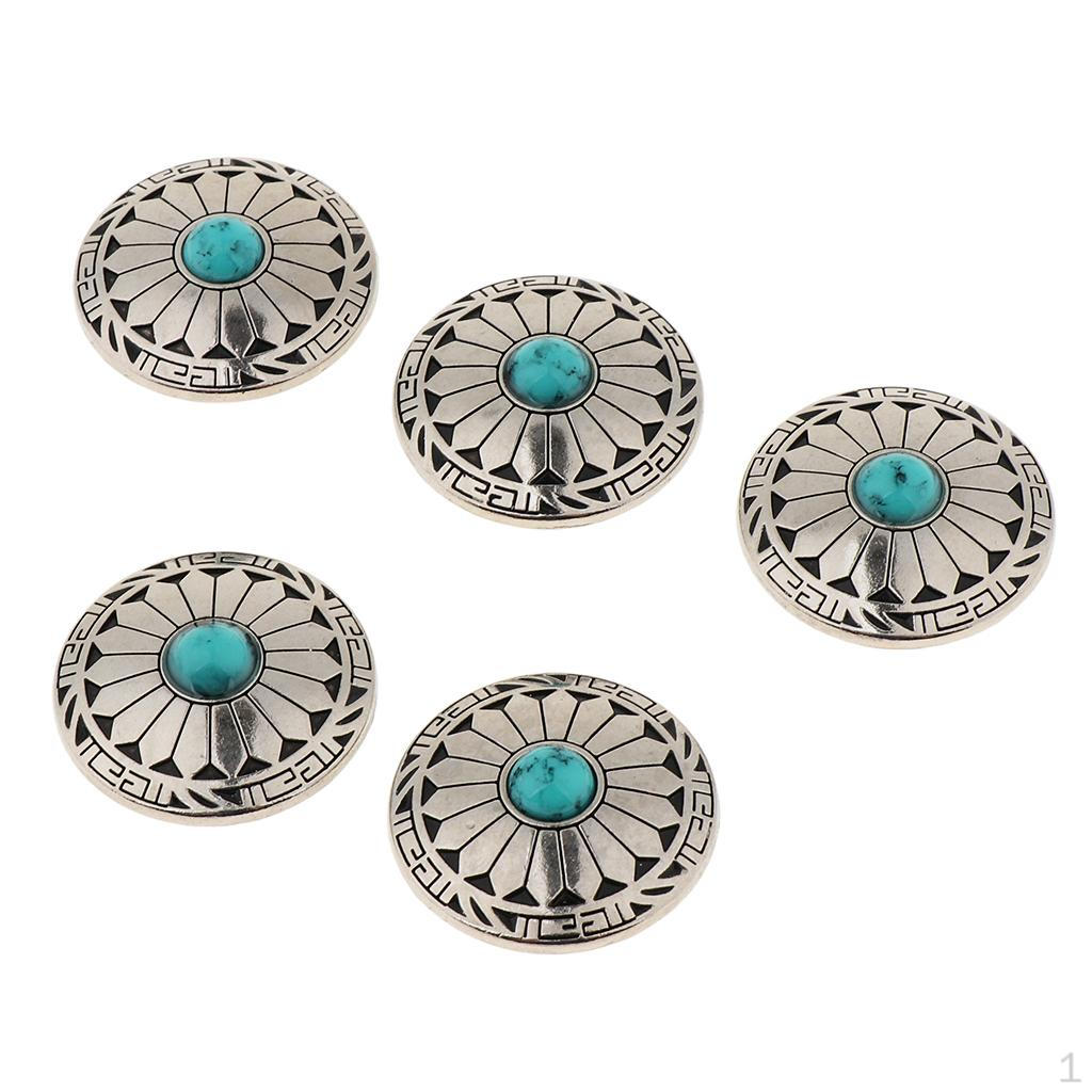 

5 Pieces Screw Rivets for Screwing Decorative Turquoise Beads Metal Buttons DIY зелений