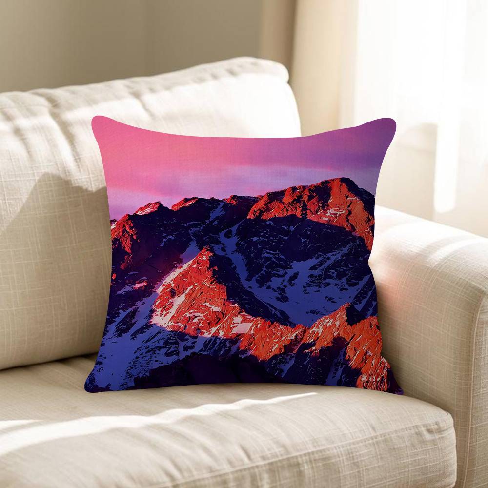 Pink Sunset Mountain Cushion Cover Pillowcase Upholstery Sofa Throw Pillow Home Decor Pillowcas