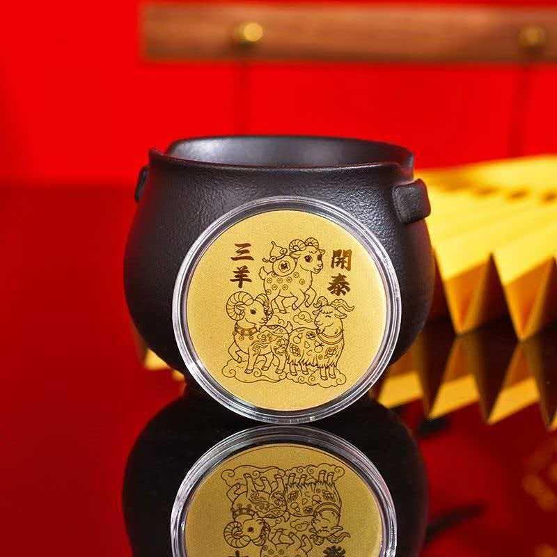 Monete Commemorative in Oro Anno della Capra 2027 Multiple Esquisite Designs Con Custodia Trasparente Per Regali di Capodanno Souvenir Collezione