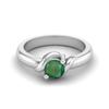 5MM Round Shape Genuine  Emerald 925 Sterling Silver Women Promise Ring