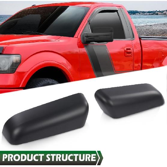 GRAND ORANGE 2 Peças Tampas de Espelho Retrovisor Compatíveis com Ford F150 2009-2014, 9L3Z17D743BAPTM, 9L3Z17D742BAPTM, Preto Primer Lado Esquerdo e Direito Espelho Retrovisor